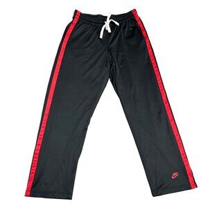 Nike Mens L Black Red Athletic Track Pants Drawstring Elastic Waist Pockets Logo